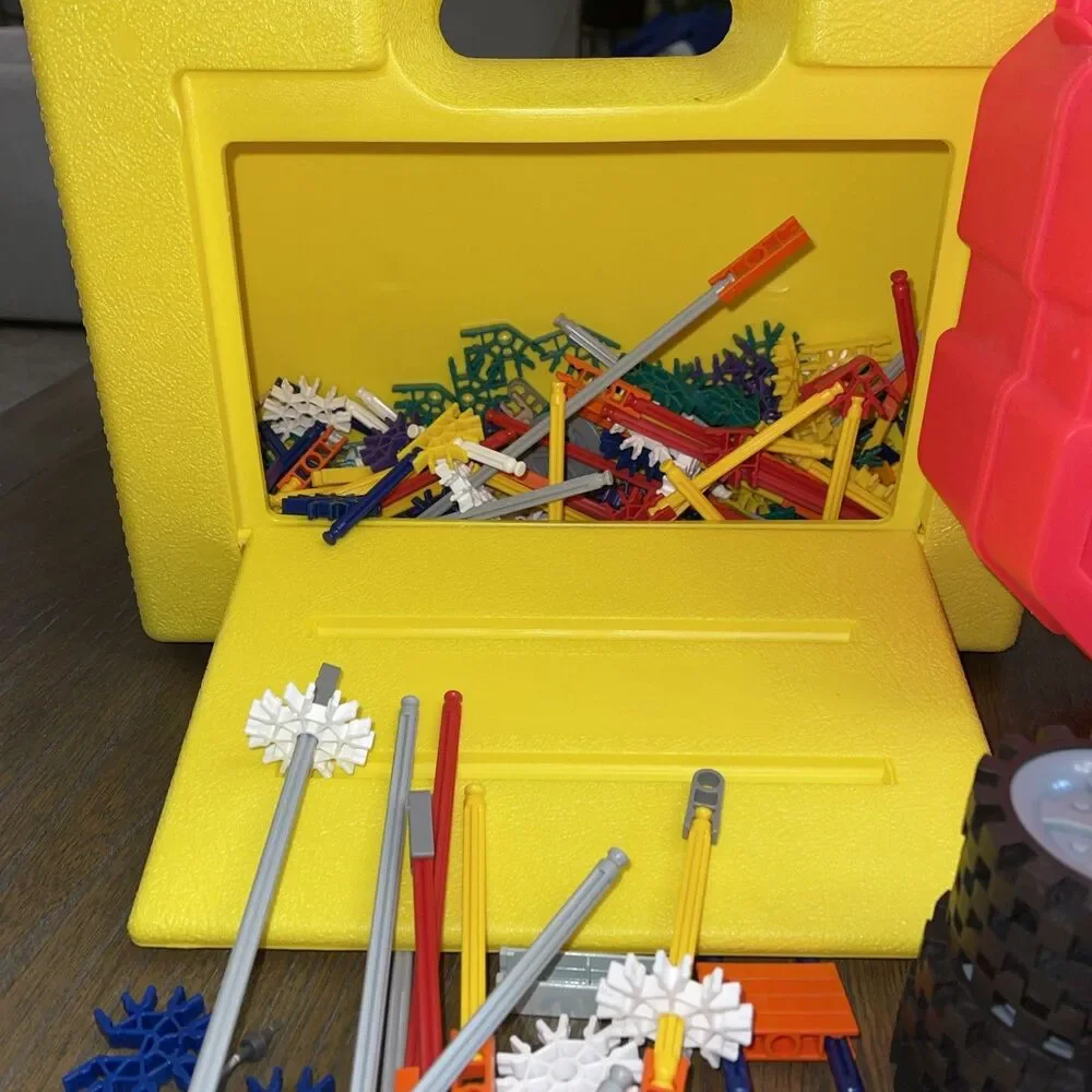 Lot VTG 1992 K'NEX Yellow Box Hard Carrying Case + Toddler KidK'nex Set 350 Pcs